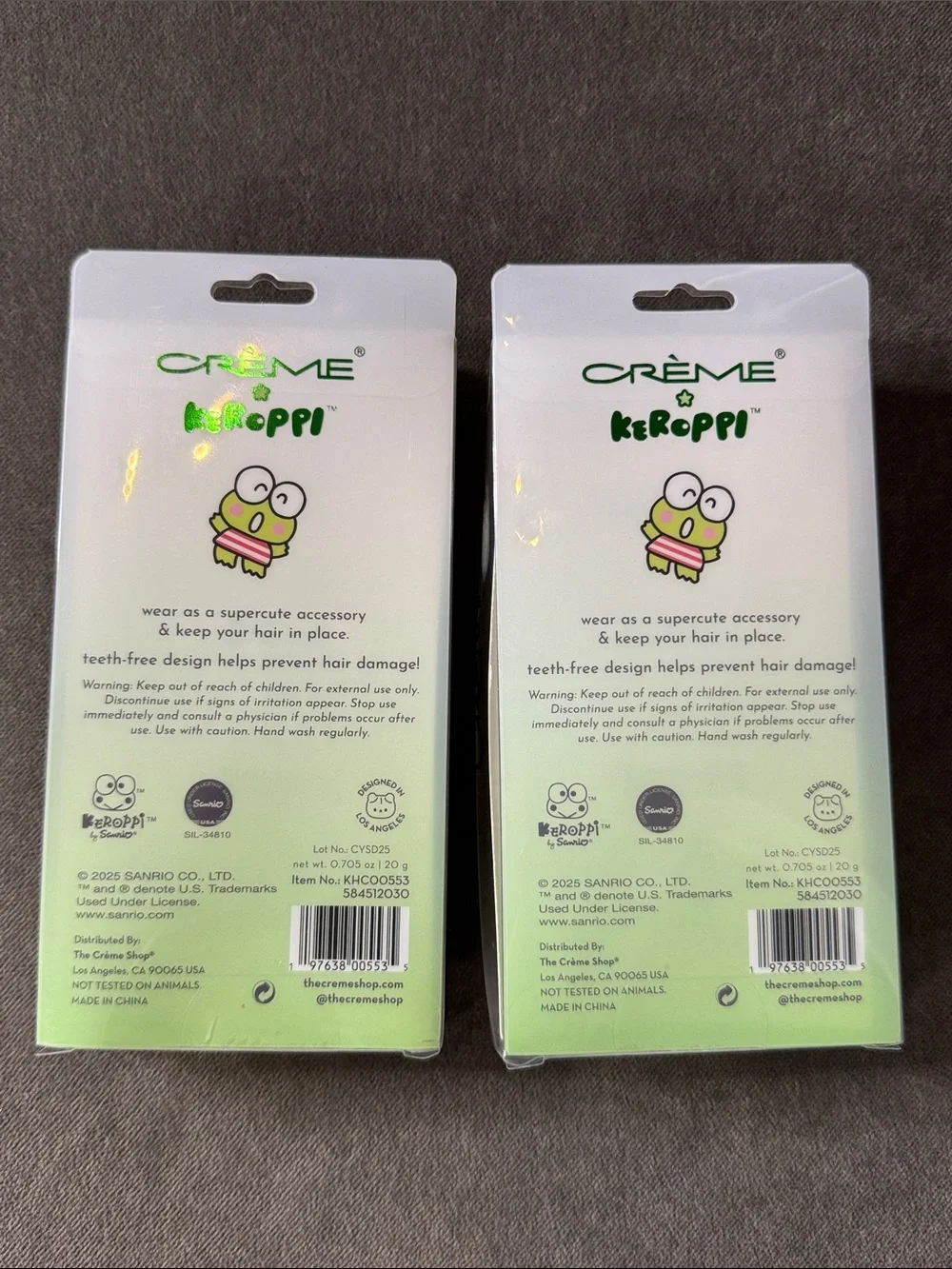 Crème x Keroppi Crease Free Hair Clips (2 Packs of 4) Sanrio NEW